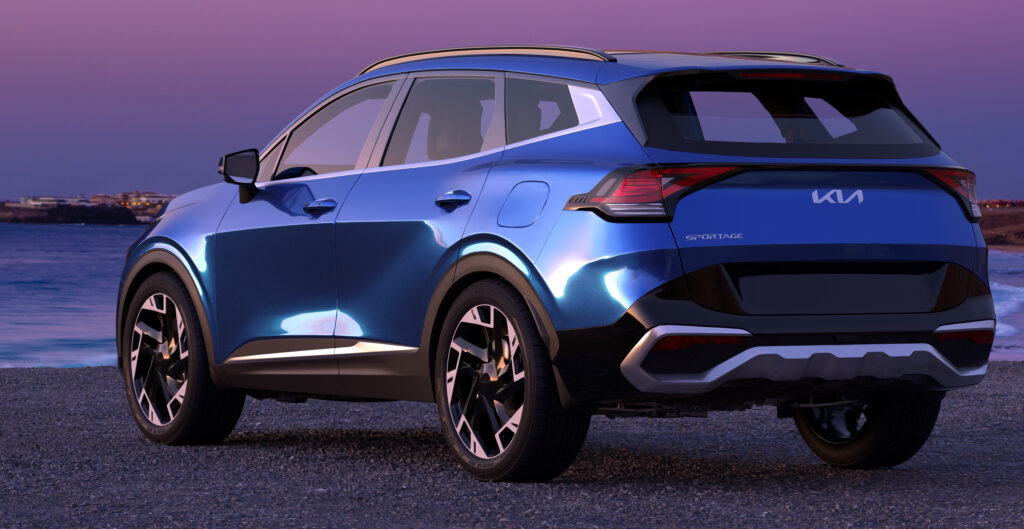 Blue KIA sportage parked close to the beach at dusk. Mike Mareen - stock.adobe.com