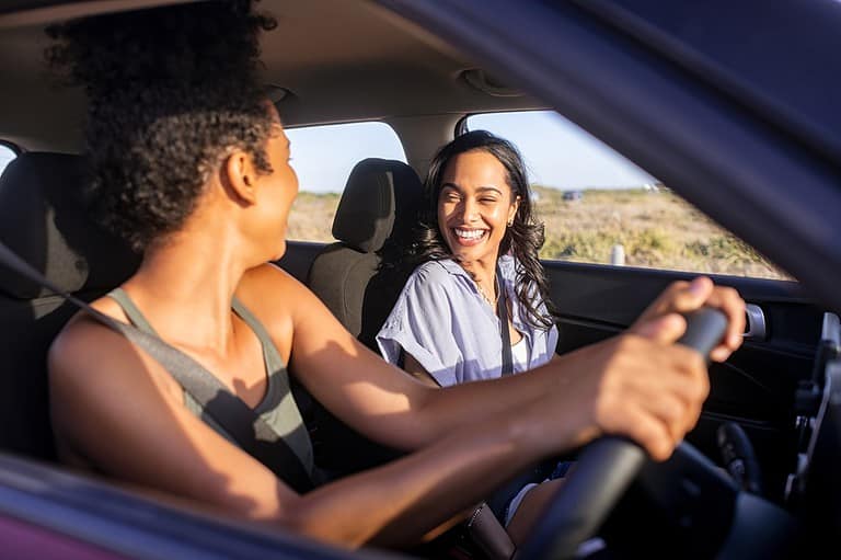 Best friends travel on a road trip