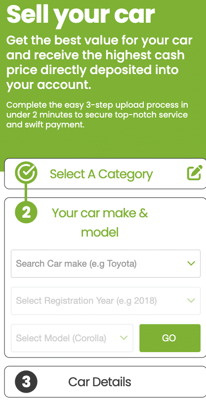 Sell your car online submission form